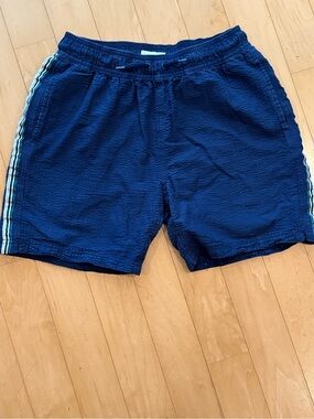 Navy Seersucker boys swimsuit swim trunks J Crew Crewcuts